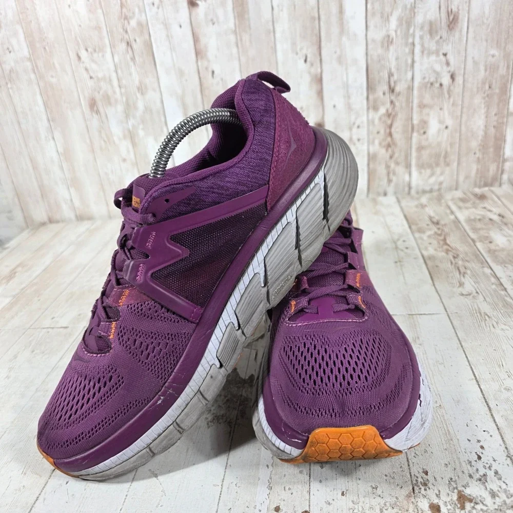 Hoka One One Gaviota 2 Womens Purple Orange Running Shoes 1099630 GJBM Size 11